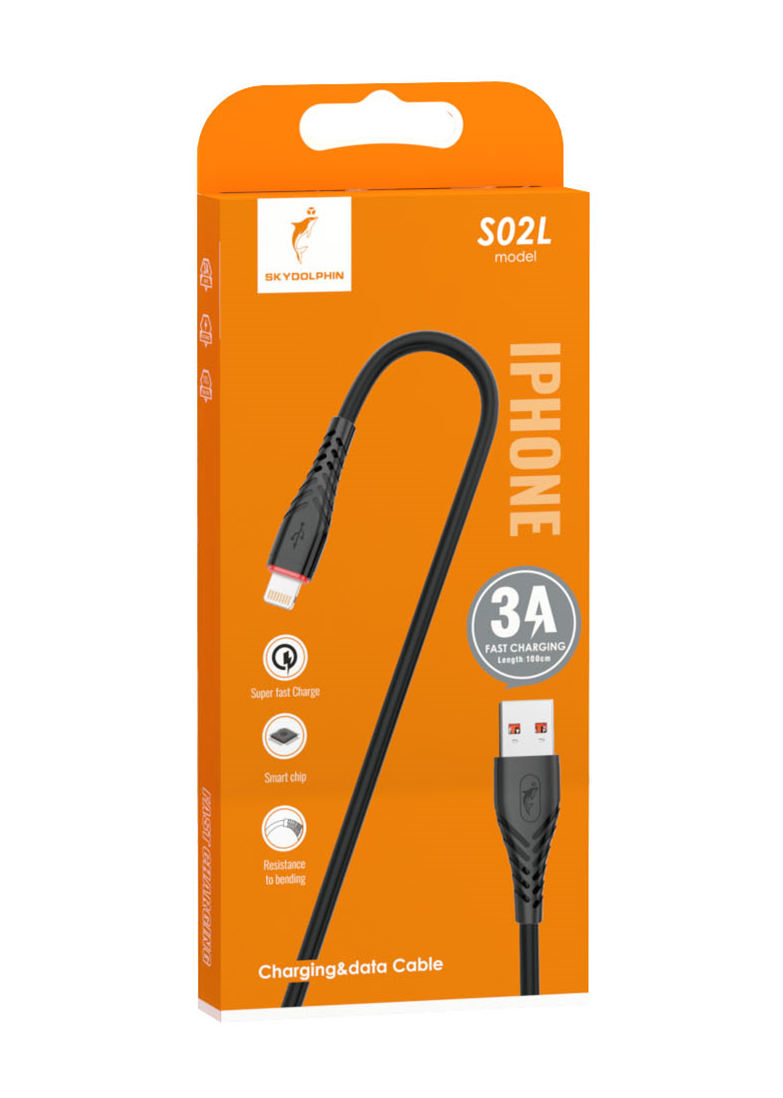 Кабель SkyDolphin S02L USB - Lightning (M/M), 1 м, Black (SDUSB-000587)